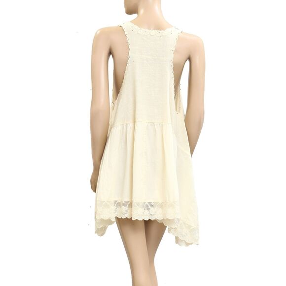 Free People Sunset Treasure Tunic Top Embroidered Beaded Lace Cotton L 280461 - Picture 7 of 9